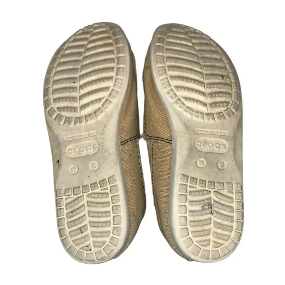 Crocs Mickey Mouse Canvas Slip-On Loafers Disney Tan Shoes